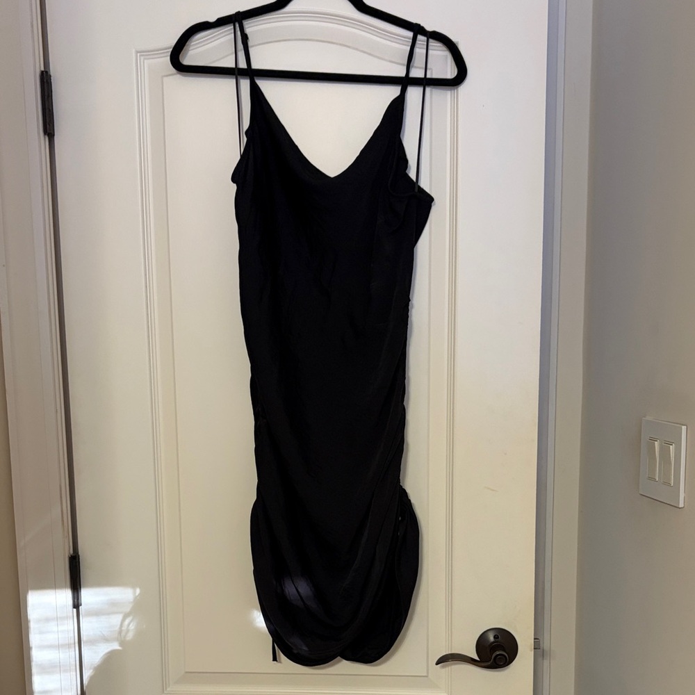 Express Black Cowl-Neck Ruched Dress